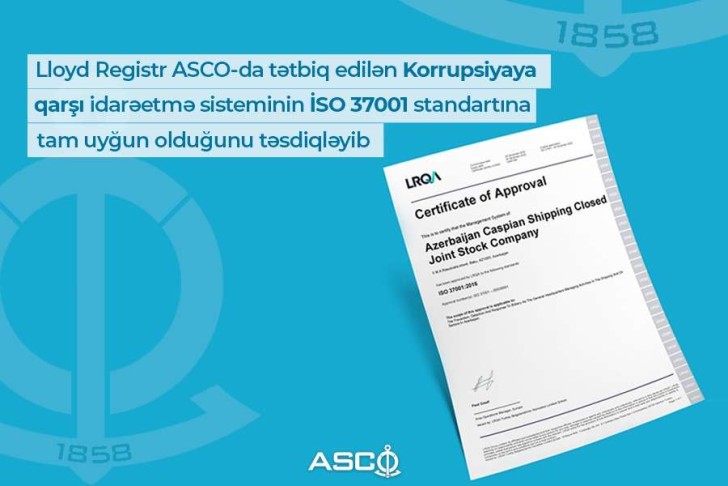 ASCO beynəlxalq standartı üzrə sertifikata layiq görülüb