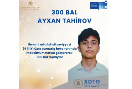 Səttar Bəhlulzadə adına XDTG-nin 9-cu sinif şagirdi maksimum nəticə göstərdi